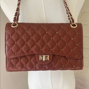 Brown/chestnut Quilted Chain Bag